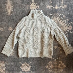 Vince Grey Cable Knit Alpaca Turtleneck Sweater | Size L